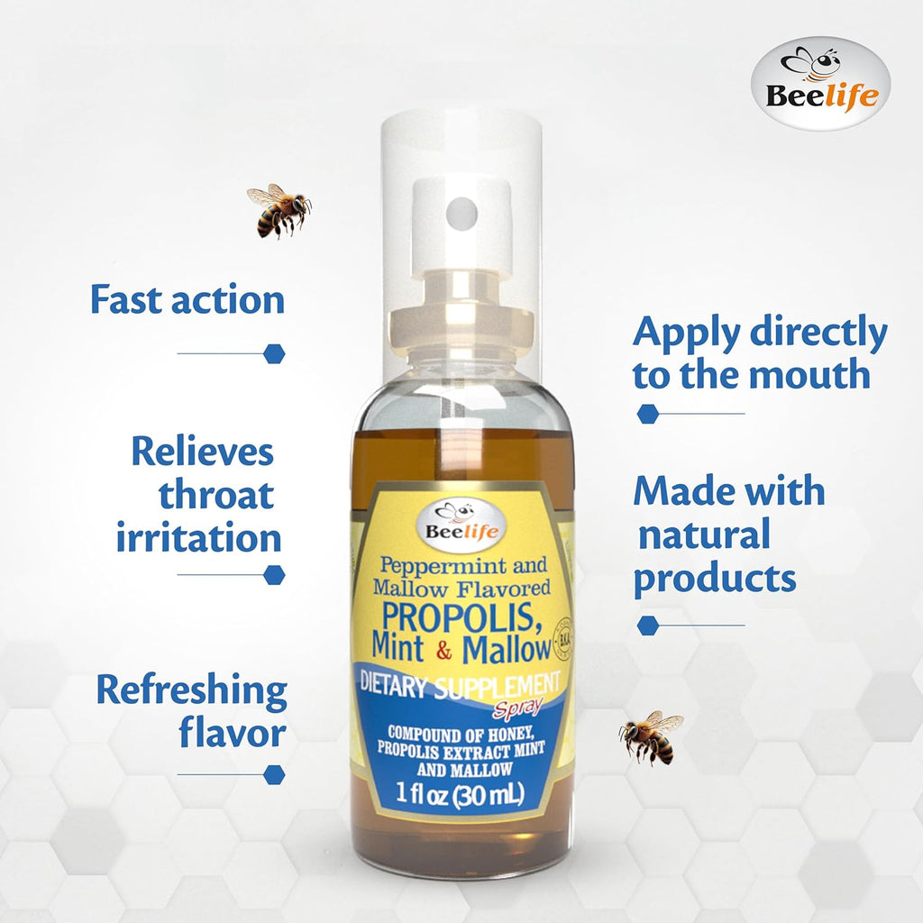 Beelife Propolis Throat Spray – Bee Propolis Spray for Natural Immune Support & Sore Throat Relief – Rich in Antioxidants, Flavonoids & Artepillin C,No Sugar, Gluten-Free -3-Pack, 90ml (Assorted)