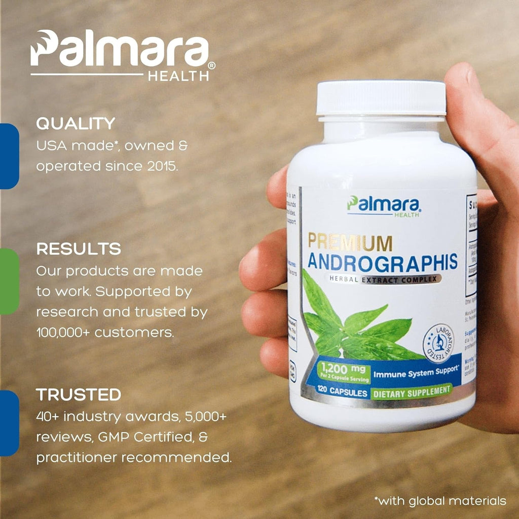 Premium Andrographis Paniculata Extract 2 Pack - 1,200mg (100mg Andrographolides) per Serving, Non-GMO, Vegan, Gluten Free