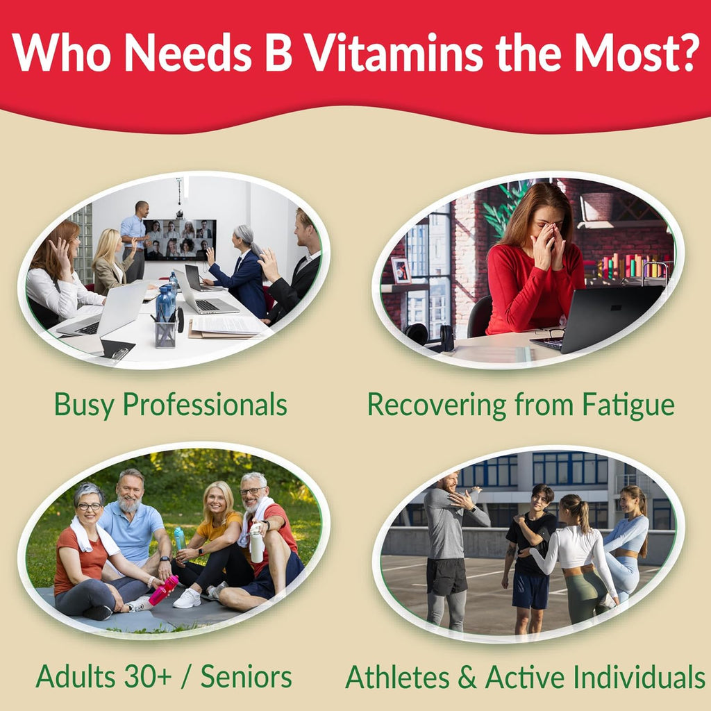 Super Vitamin B Complex Gummies - All B Vitamins Including Methyl B12, B1, B2, B3, B5, B6, Biotin, Methylfolate with Vitamin C, Choline, Inositol, PABA for Energy, Brain & Immune Support, Sugar Free