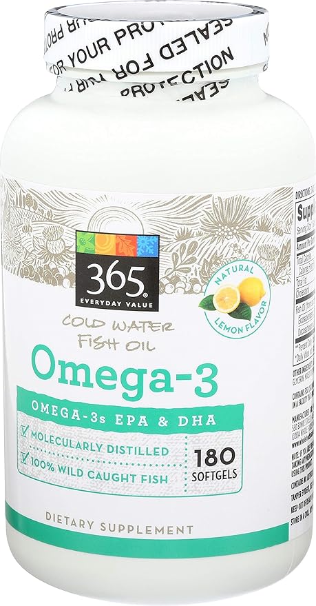 365 by Whole Foods Market, Omega-3 Lemon, 180 Count