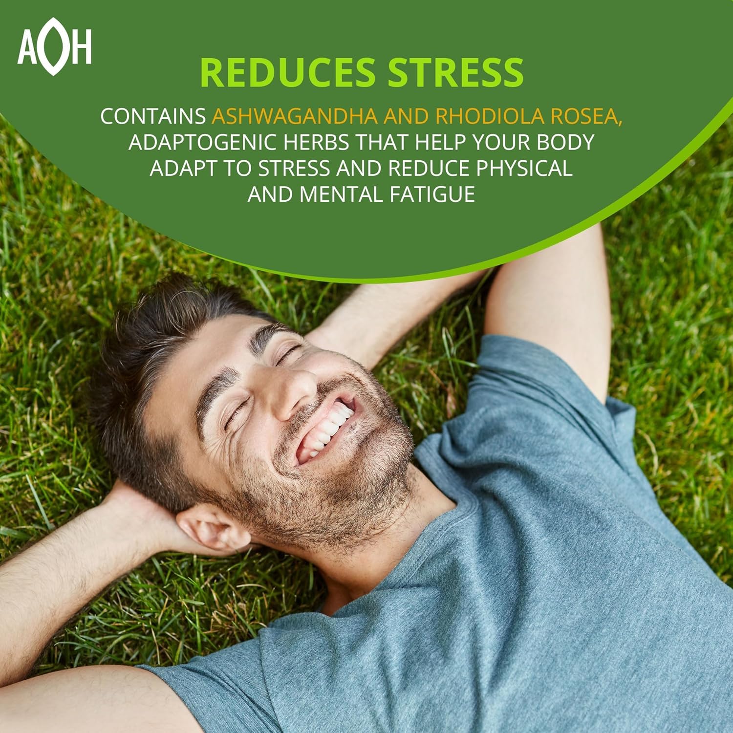 Adaptoheal Energy Supplements – Natural Adaptogen Pills for Women & Men – with Ashwagandha & Ginseng – Caffeine Free Energy, Stress Relief, Focus & Vitality Support – 180 Capsules