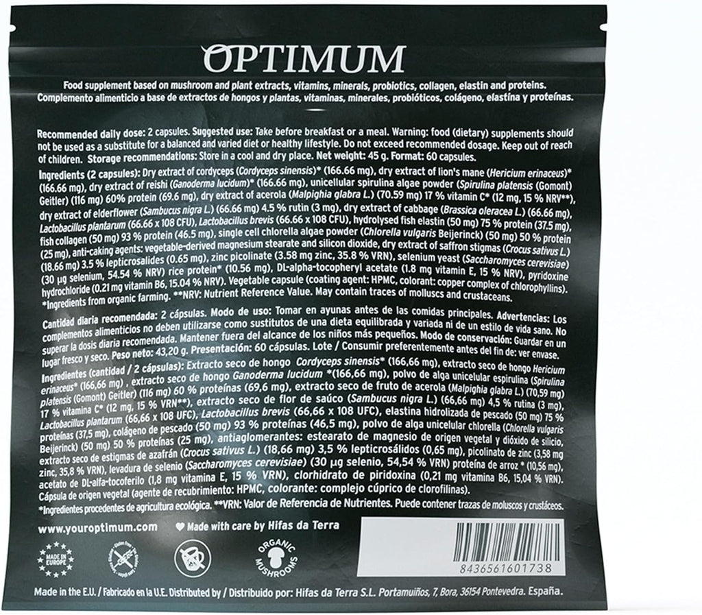 HIFAS DA TERRA Optimum Welcome Pack for Women - Mushroom Supplement Complex w/Cordyceps & Lions Mane, Adaptogenic Extract Powder Pills for Focus, Energy, & Skin Health - 1 Jar + 60 Capsules