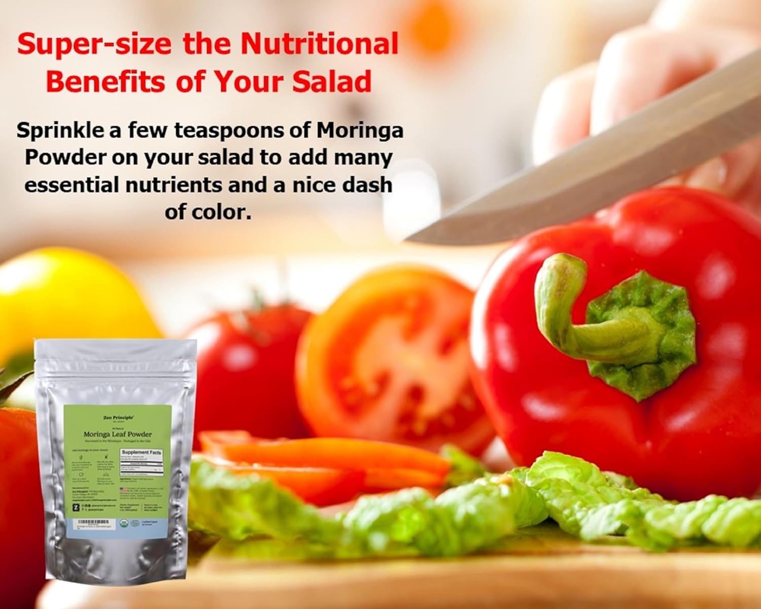 Zen Principle 2-Pack Premium Organic Moringa Oleifera Leaf Powder. USDA Certified Organic.