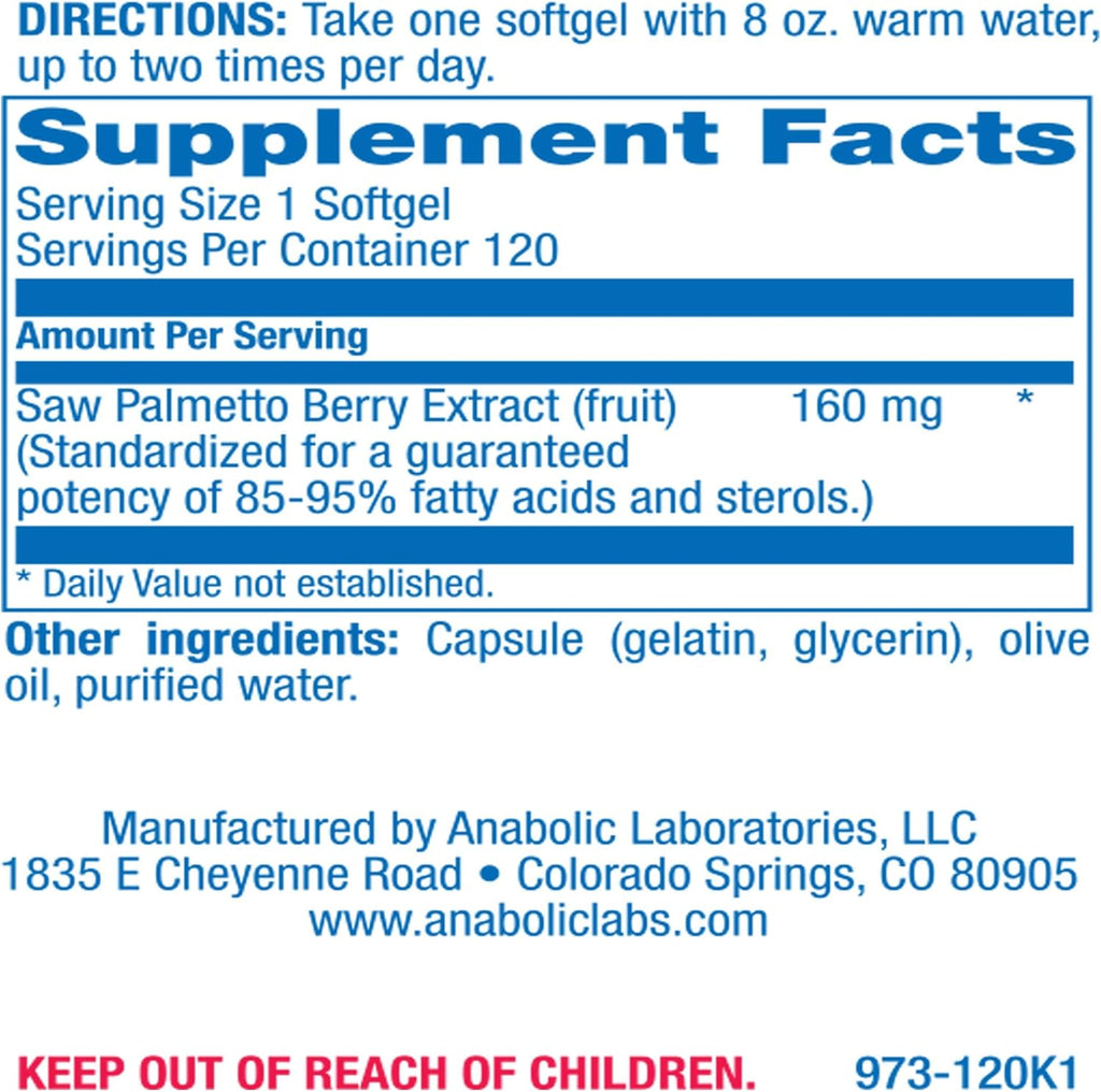 High Absorption Saw Palmetto for Men - Herbal Urinary and Prostate Health Supplement for Men with Saw Palmetto Extract - Non-GMO & Made in The USA in cGMP Facilities - Up to 120 Servings