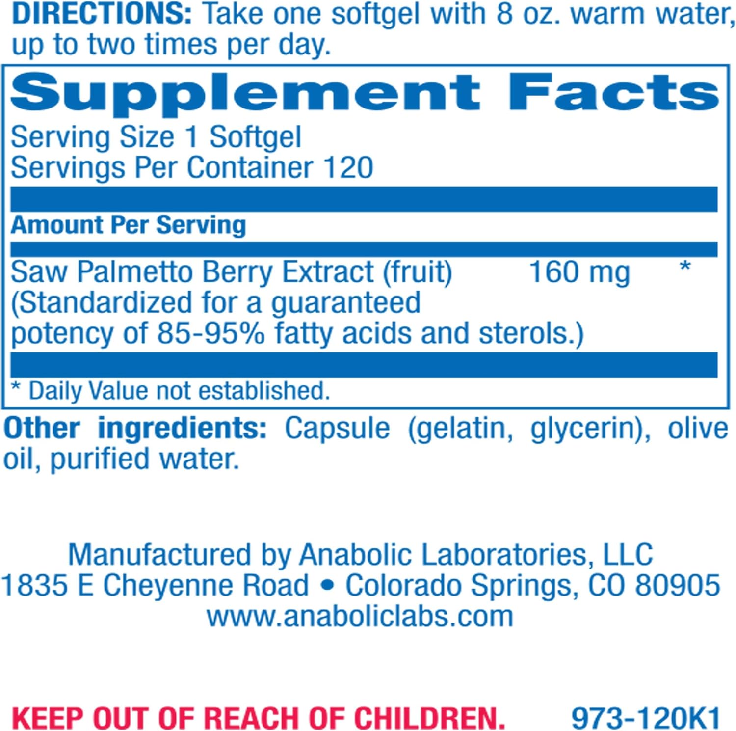 High Absorption Saw Palmetto for Men - Herbal Urinary and Prostate Health Supplement for Men with Saw Palmetto Extract - Non-GMO & Made in The USA in cGMP Facilities - Up to 120 Servings
