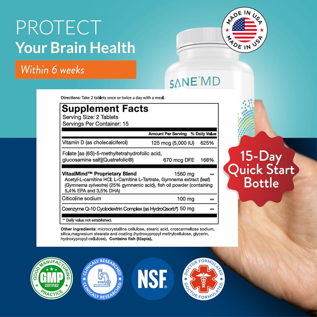 SANE MD Vitaae - Throat Phlegm, Coughing, and Brain Support - Citicoline Supplements for Respiratory, Throat, and Brain Health