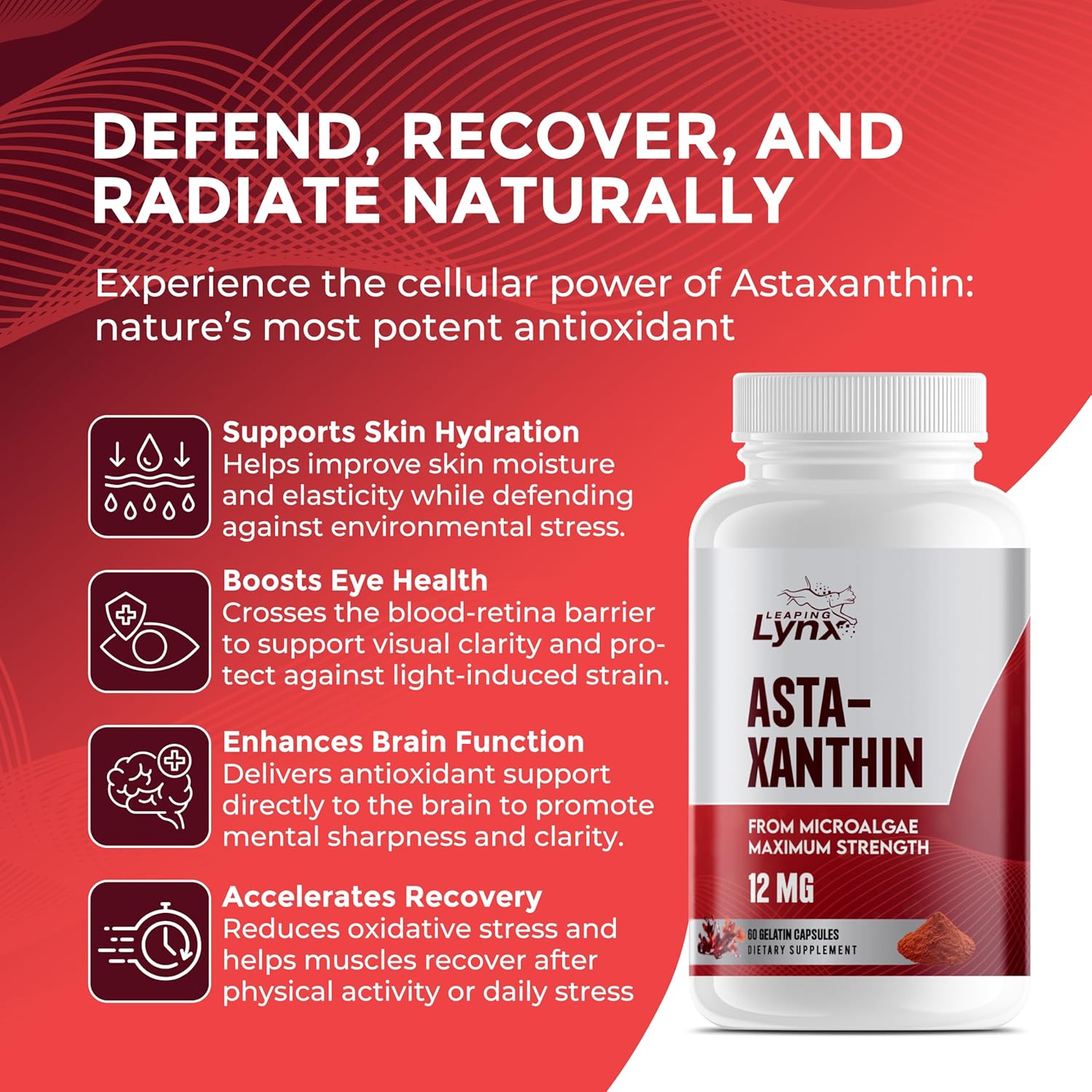 SUPER SUPPLEMENTS Astaxanthin 12mg, 60 Softgels, 2 Month Supply | Premium Astaxanthin Antioxidant | Fresh Microalgae Source | Supports Eye, Joint, Internal Circulation, Skin Health & Natural Tanning