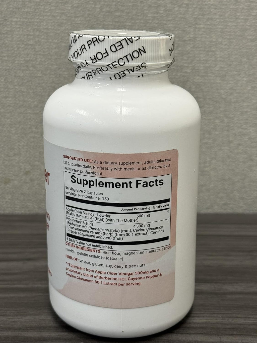 Apple Cider Vinegar with The Mother 4,800mg Equivalent, 300 Capsules | 4-in-1 ACV Complex | Ceylon Cinnamon, Cayenne Pepper, & Berberine | Immune, Digestion, & Appetite Support | Non-GMO, Gluten Free