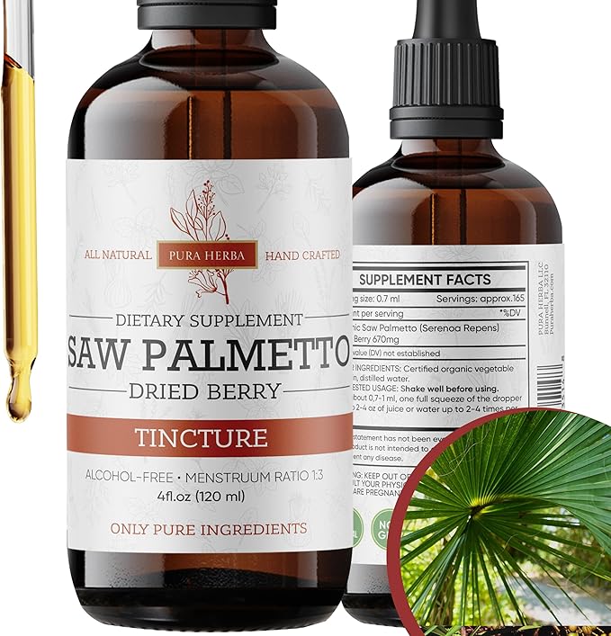 Saw Palmetto Tincture | Premium Alcohol-Free Herbal Extract from Saw Palmetto Berries | Liquid Botanical Supplement | Traditional Herbal Formula | Made in USA - 4 oz (120 ml)