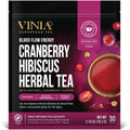 VINIA Cranberry Hibiscus Herbal Tea Bags, Made with Organic Herbal Tea, Infused with Piceid Resveratrol for Heart Health, Nitric Oxide, Physical Energy, Alertness, Blood Flow, Keto, Kosher, NON-GMO. 30 Ct