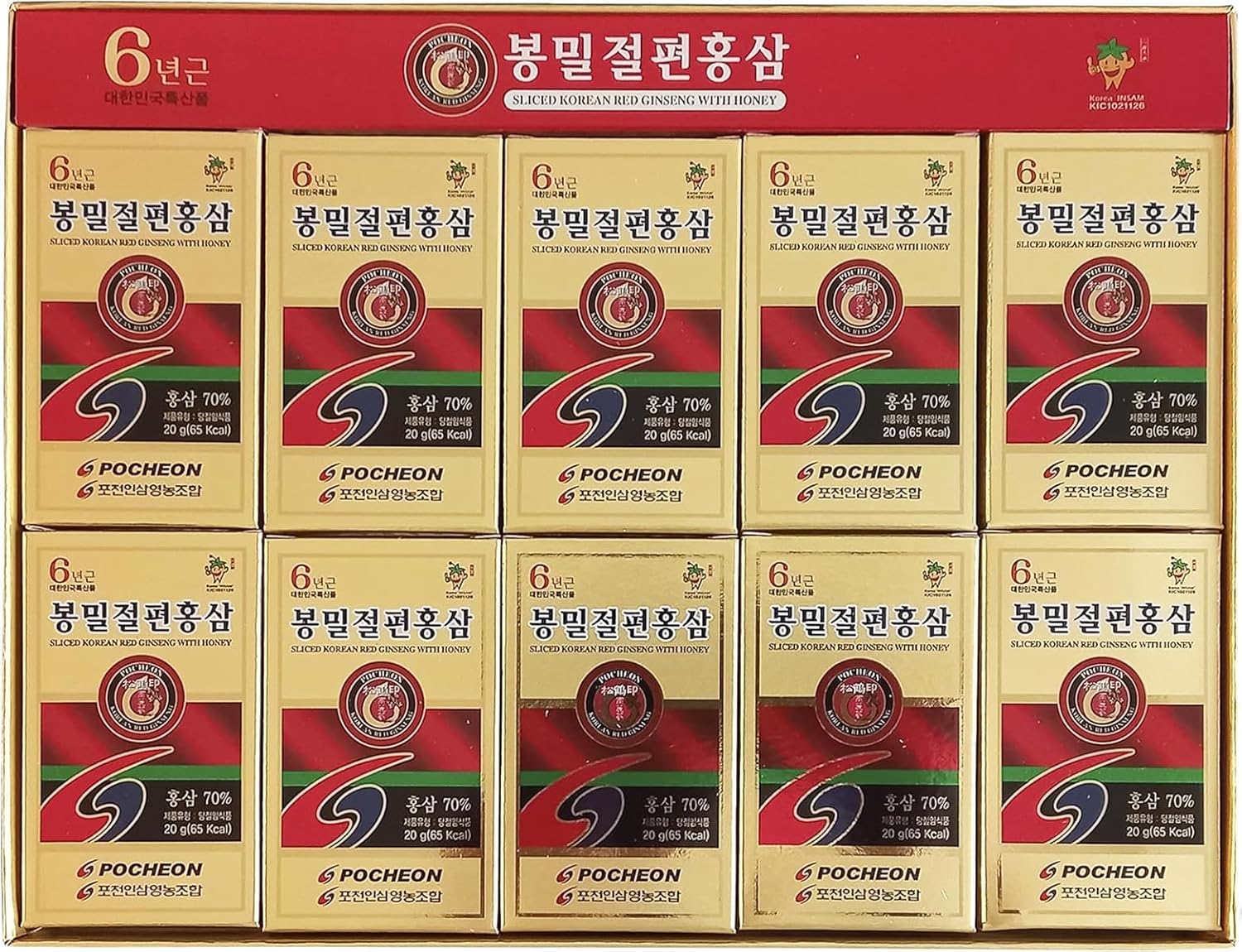 Pocheon 200g(10ea X 20g) 6Years Sliced Korean Panax Red Ginseng Roots with Honey, Saponin, Natural Immune Support