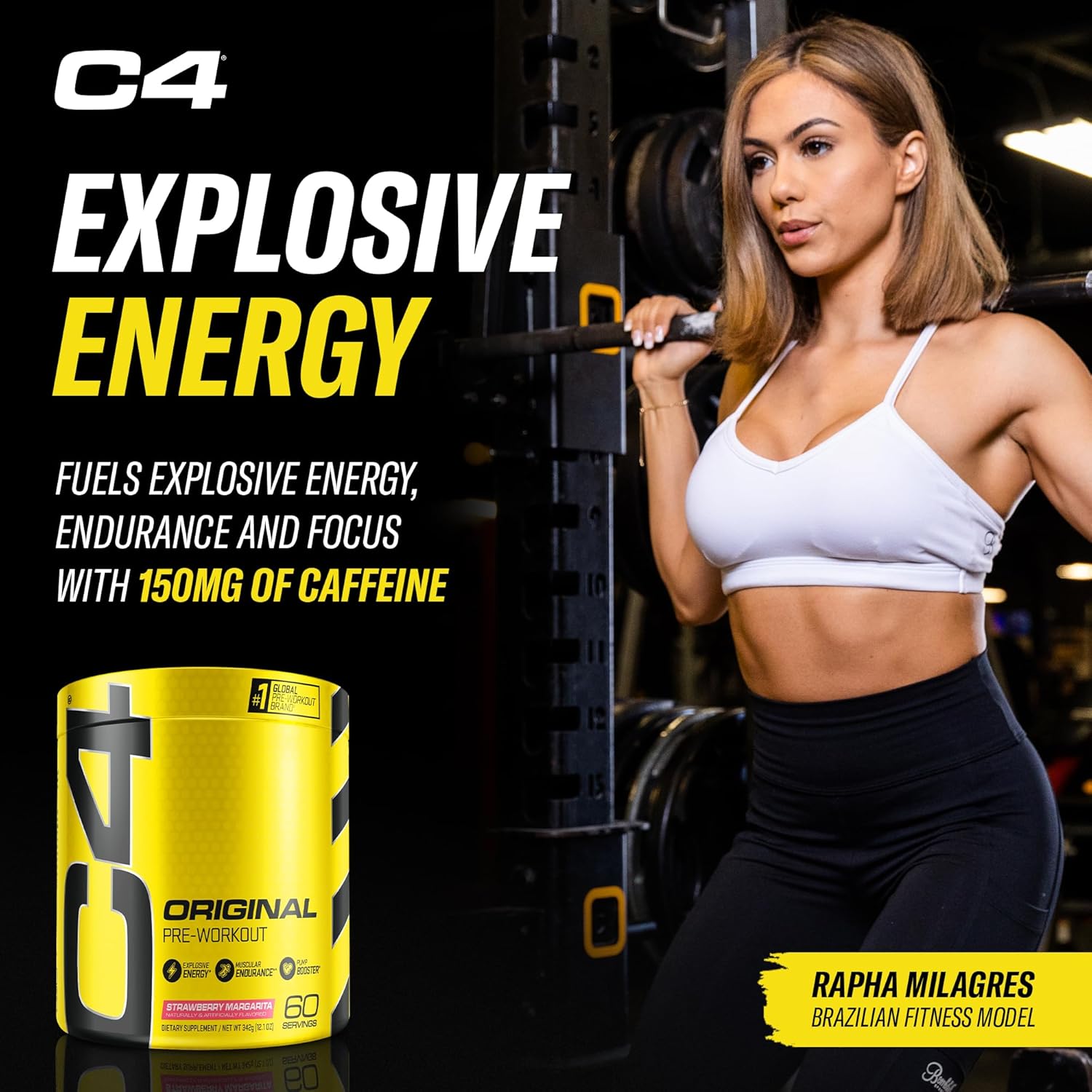 Cellucor C4 Original Pre Workout Powder Strawberry Margarita | Vitamin C for Immune Support | Sugar Free Preworkout Energy for Men & Women | 150mg Caffeine + Beta Alanine + Creatine | 60 Servings