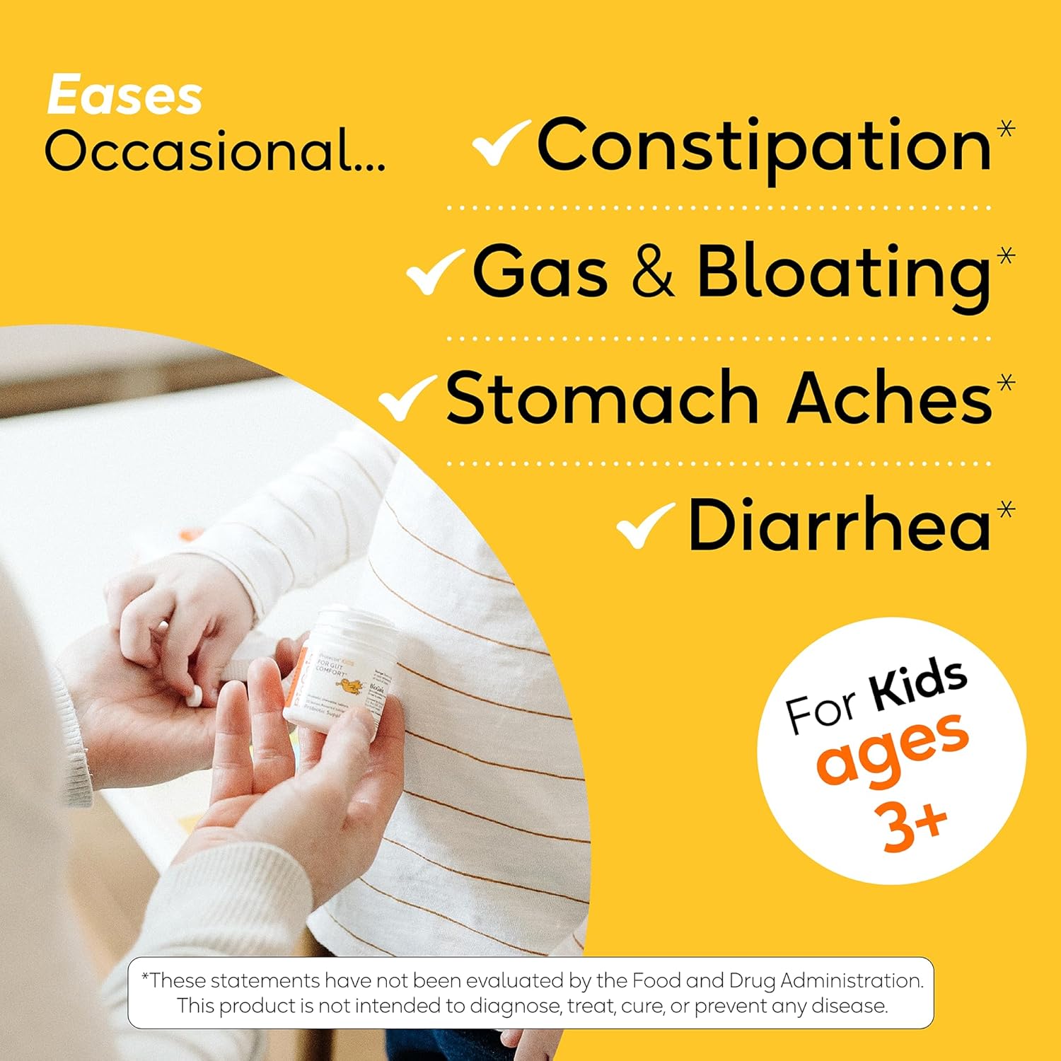 BioGaia Kids Probiotic Chewables | Promote Regularity | Ease Occasional Tummy Troubles | Ages 3+ | Allergen, Dairy, Soy & Gluten Free | Backed by 30 Years of Probiotic Research | 90 Day Supply
