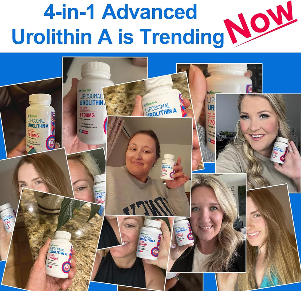 Urolithin A Supplement 1700mg with NAD+, CoQ10, Trans-Resveratrol Supplement for Men Women, 60 Softgels for Daily Health and Antioxidant Support, Muscle Energy, Healthy Aging, Highly Bioavailable