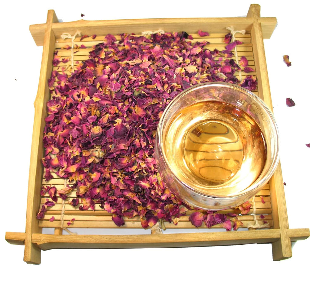 Greenhilltea Premium Dried Rose Petals - Caffeine Free Rose Tea - Edible Flowers for drinks, Baking, Desserts, Cocktails, Wedding Toss & Herbal Tea Infusions - 4 OZ