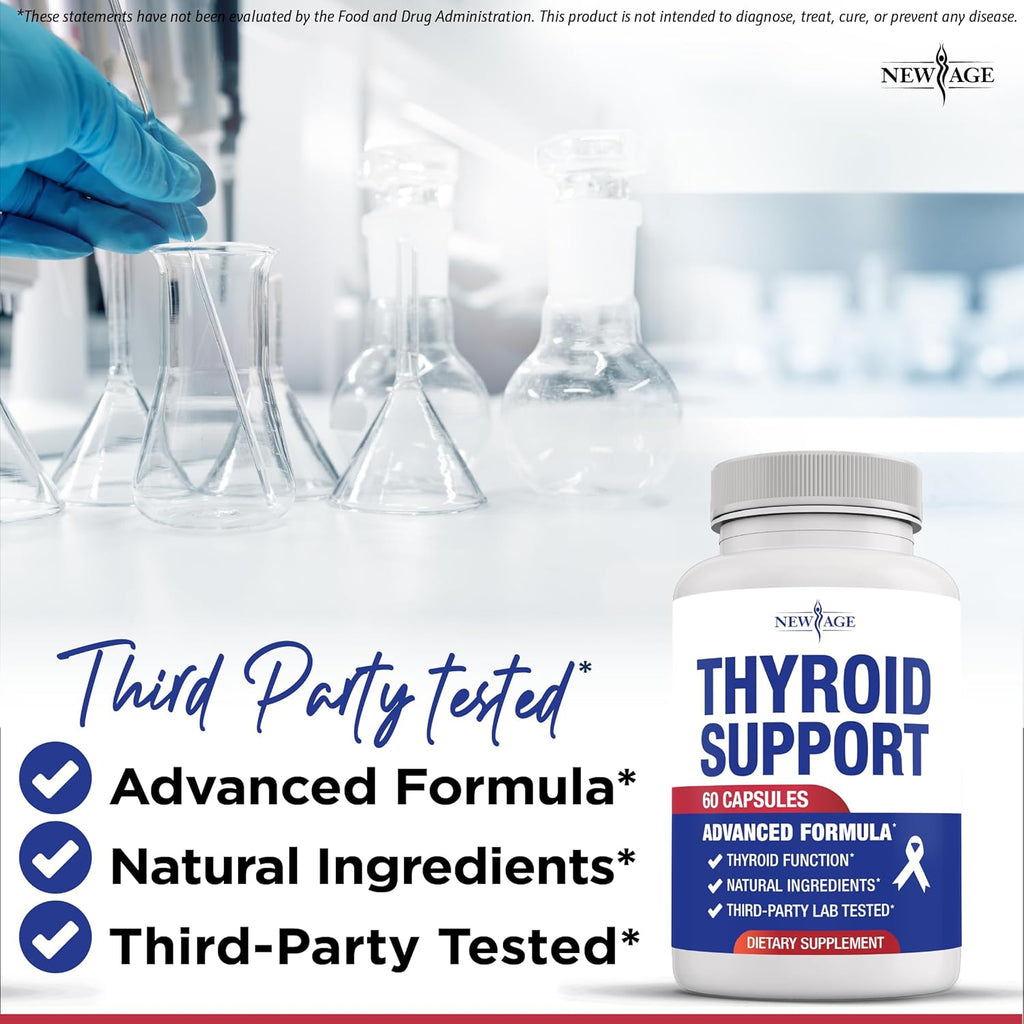 Thyroid Support Supplement for Women & Men with Iodine, B12, Zinc, Selenium, Ashwagandha, Bladderwrack, Turmeric, Schisandra - Non-GMO, Vegetarian - 120 Count