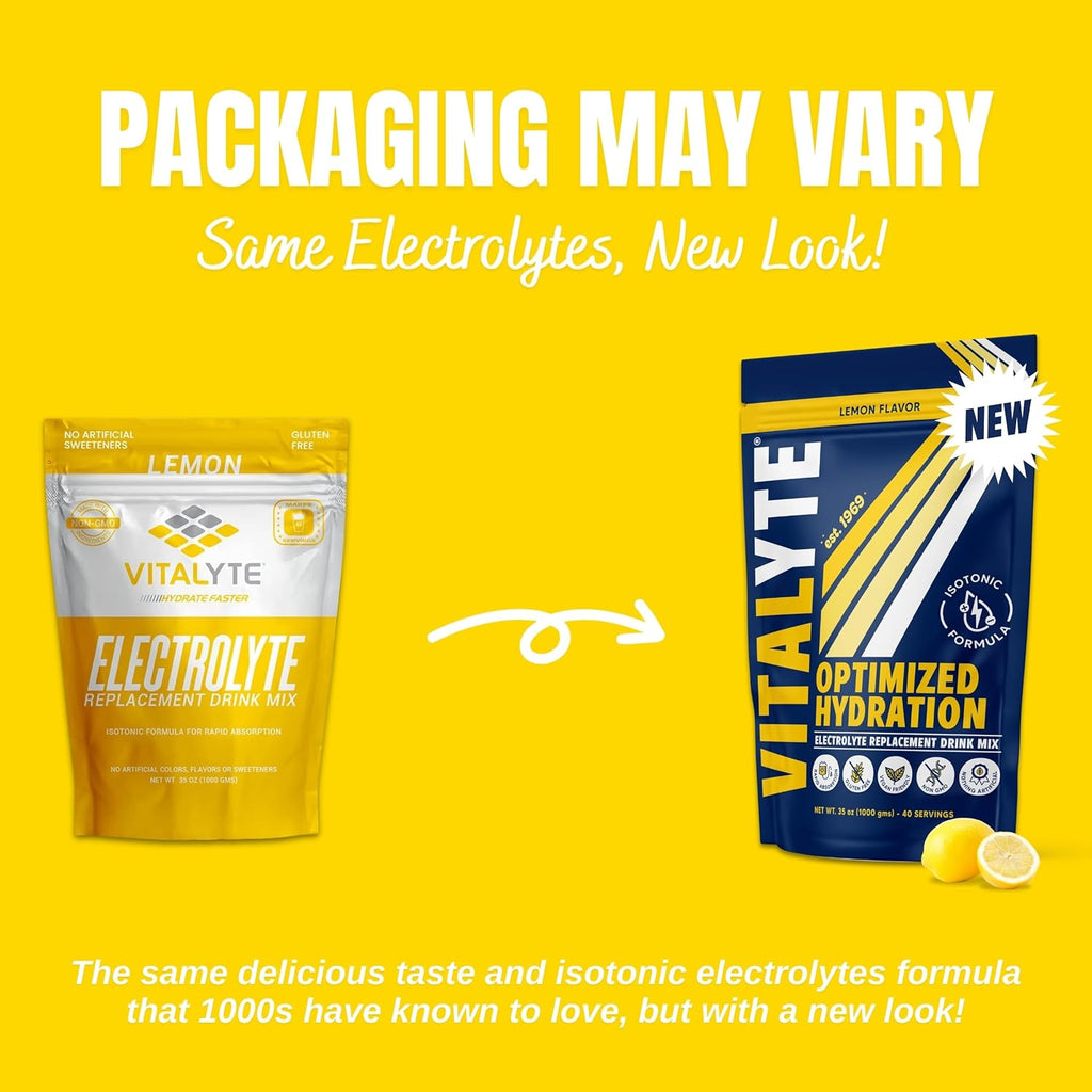 Vitalyte Electrolyte Powder Drink Mix, Isotonic Electrolyte Hydration Mix, Case Pack (6 Pack, Lemon)