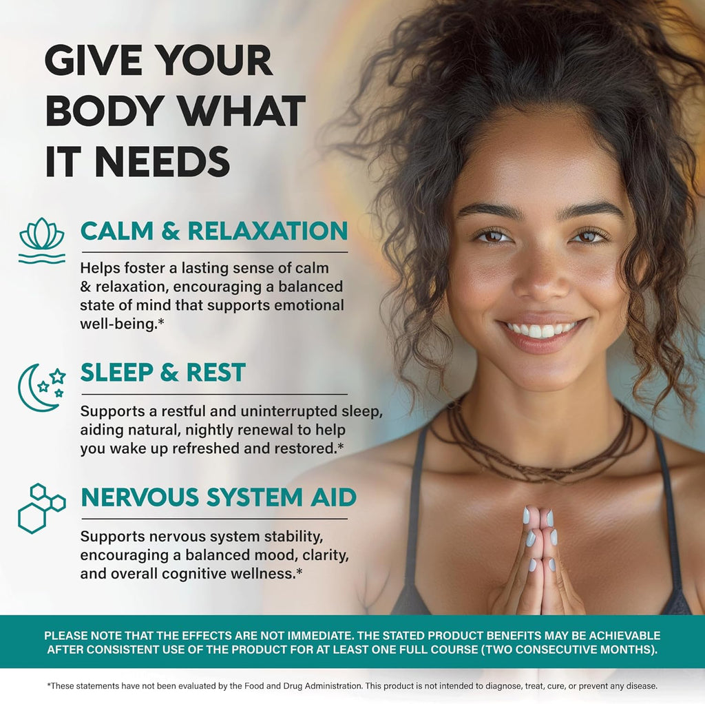 GABA L-Theanine 900 mg - Made in USA - Magnesium | Vitamin B6 - Calm, Sleep, Relaxation & Mood Support - 750 mg Gamma AminoButyric Acid, 150 mg L-Theanine - Non-Habit Forming, Vegan - 120 Capsules