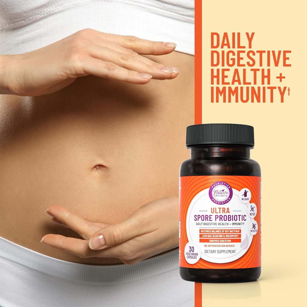 Ultra Spore Probiotic with Live Strains | Daily Soil Based Probiotic for Digestive Support & Gut Health | Soy-Free, Dairy-Free, Gluten-Free, Non-Refrigerated Probiotics, 30 Capsules