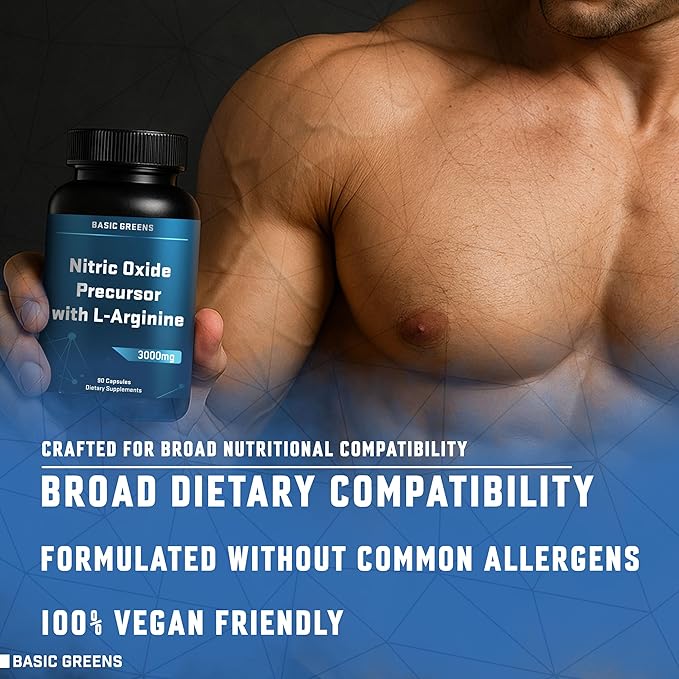 L-Arginine 3000mg Nitric Oxide Supplement for Men and Women – Non-GMO Vegan Capsules with Beet Root for Circulation, Endurance, Energy, Stamina, Performance and Workout – 180 Caps