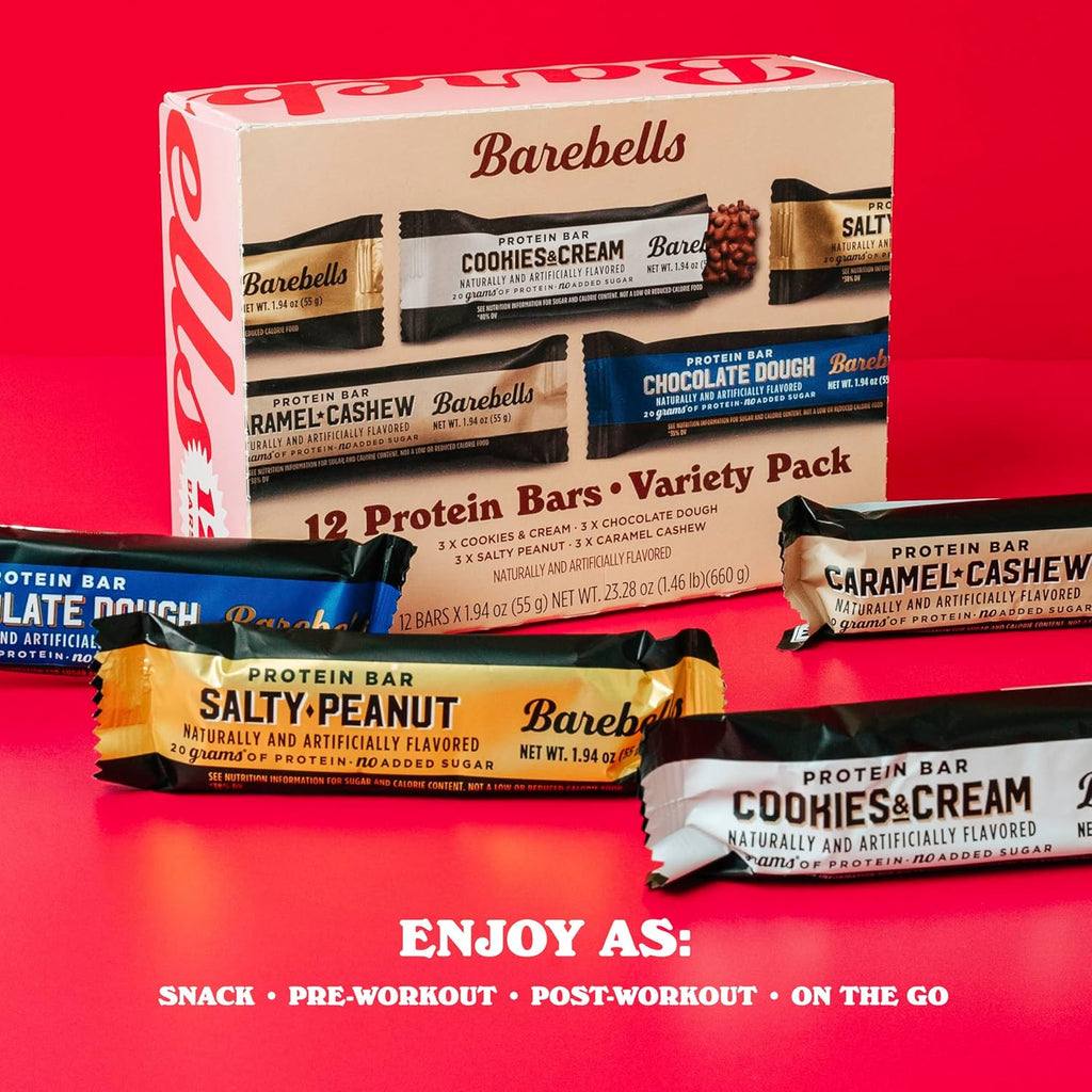 Barebells Protein Bars Variety Pack - 24 Bars (2 Packs of 12), 20g High Protein Treats - Chocolate Nutrition Bars with No Added Sugar - On-The-Go Breakfast or Post-Workout Snack