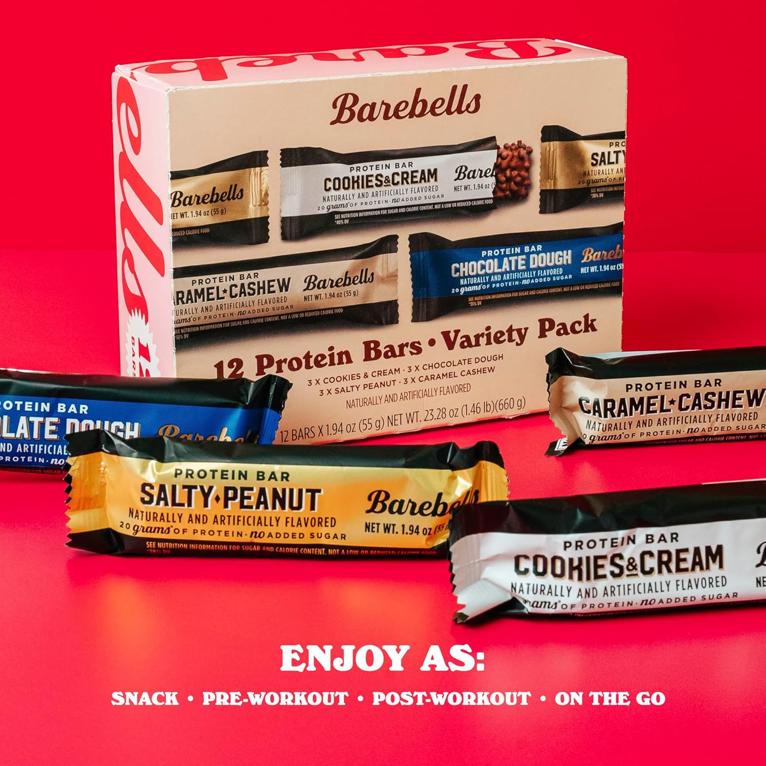 Barebells Protein Bars Variety Pack - 24 Bars (2 Packs of 12), 20g High Protein Treats - Chocolate Nutrition Bars with No Added Sugar - On-The-Go Breakfast or Post-Workout Snack