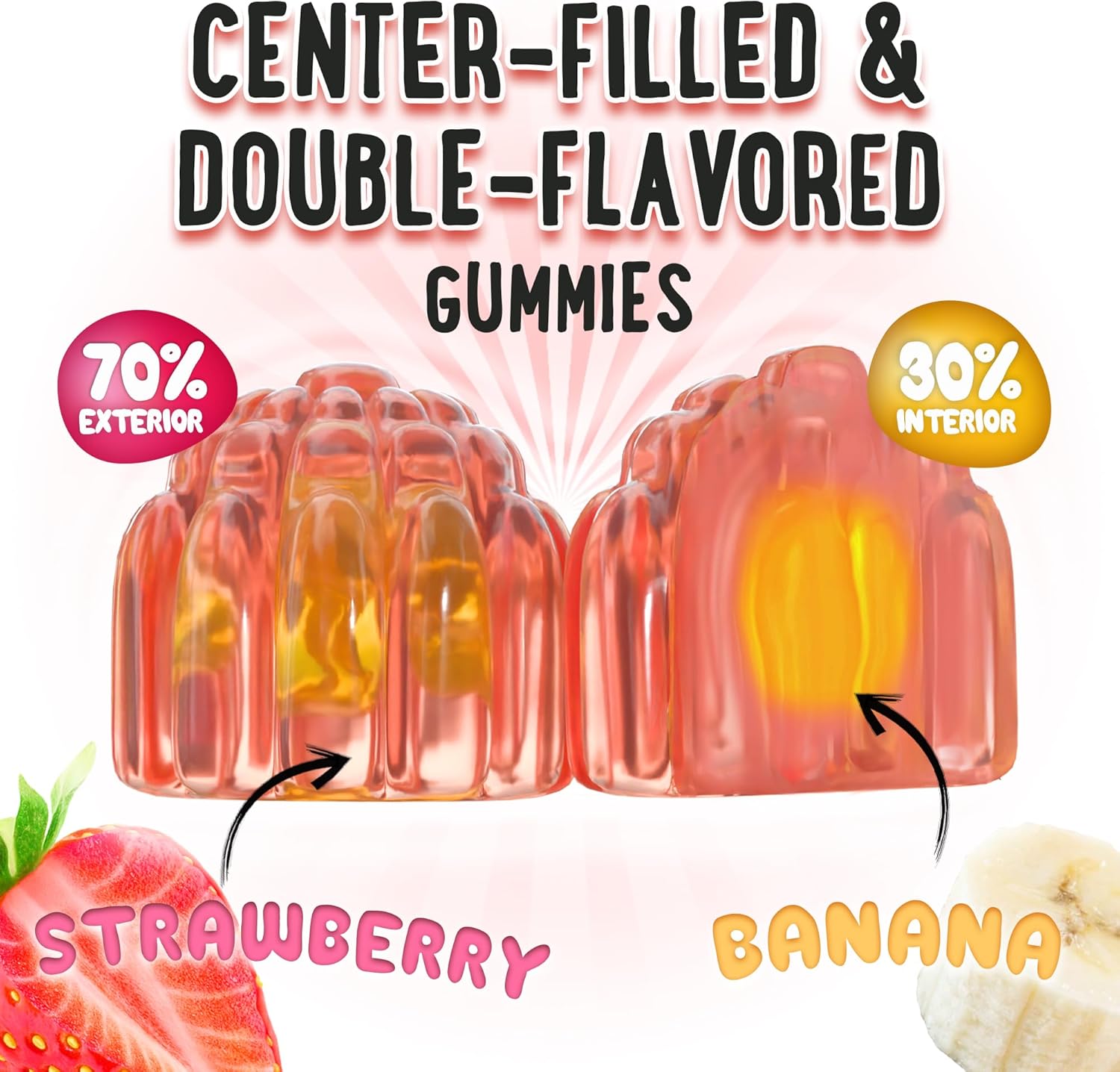 Center-Filled Magnesium Glycinate Gummies 400MG - High Absorption for Kids, Teens & Adults - Supplement for Sleep, Calm & Muscle Relaxation with B6 & D3 - Gluten Free & Vegan Friendly - 60 Count