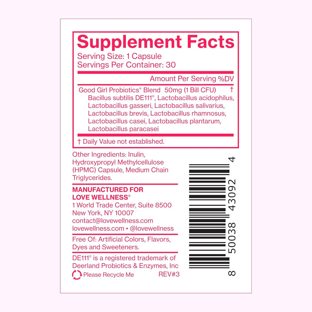 Love Wellness Good Girl Probiotics and Healthy V Vitamin | Womens Wellness Duo | Womens Probiotics Supplements for pH Balance and Vaginal Health