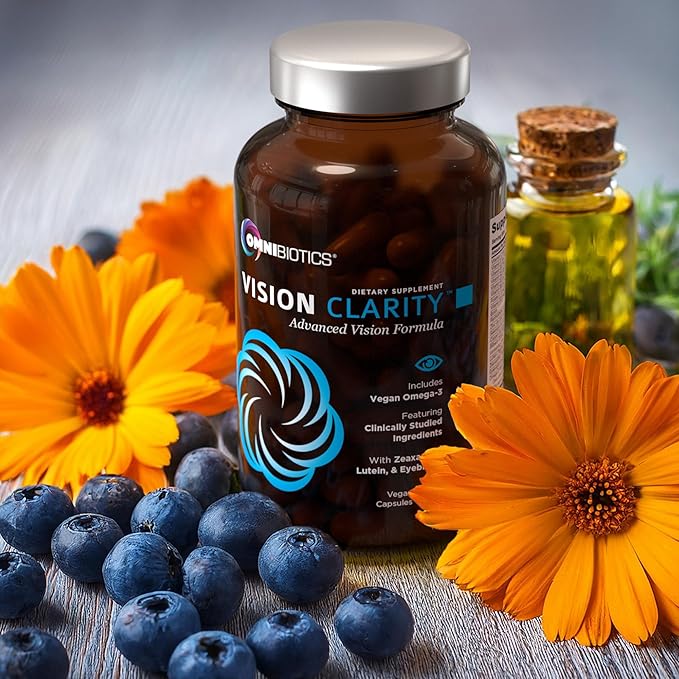 Vision Clarity Eye Vitamins – AREDS2 Inspired Formula with Lutein & Zeaxanthin, Bilberry, Eyebright & Vegan Omega-3 – Macular, Retina & Blue Light Support – for Adults – 2 per Day – 60 Vegan Capsules
