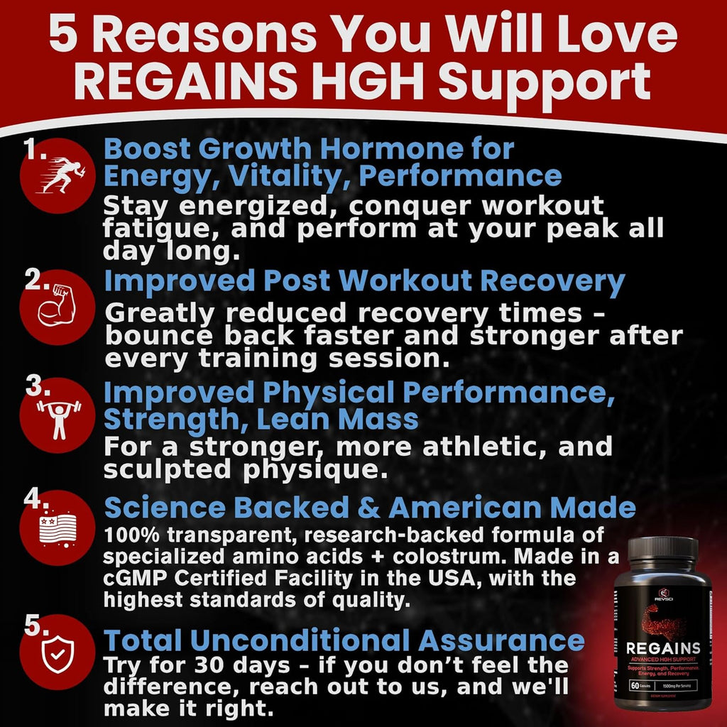 HGH Supplements for Men & Women - Regains Natural Anabolic Muscle Growth Building & Human Growth Hormone for Men, Muscle Builder for Men, Muscle Recovery Post Workout Supplement, 60 Protein Pills