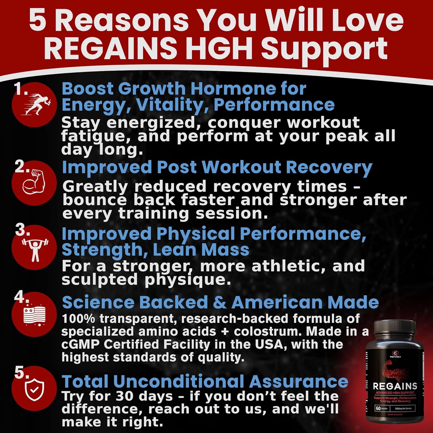 HGH Supplements for Men & Women - Regains Natural Anabolic Muscle Growth Building & Human Growth Hormone for Men, Muscle Builder for Men, Muscle Recovery Post Workout Supplement, 60 Protein Pills