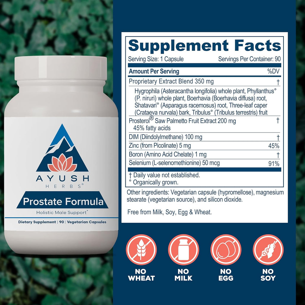 Ayush Herbs Prostate Formula - Prostate Health Supplement for Men, Saw Palmetto, Zinc, & DIM, Traditional Herbal Blend, Holistic Male Prostate Support - 90 Vegetarian Capsules