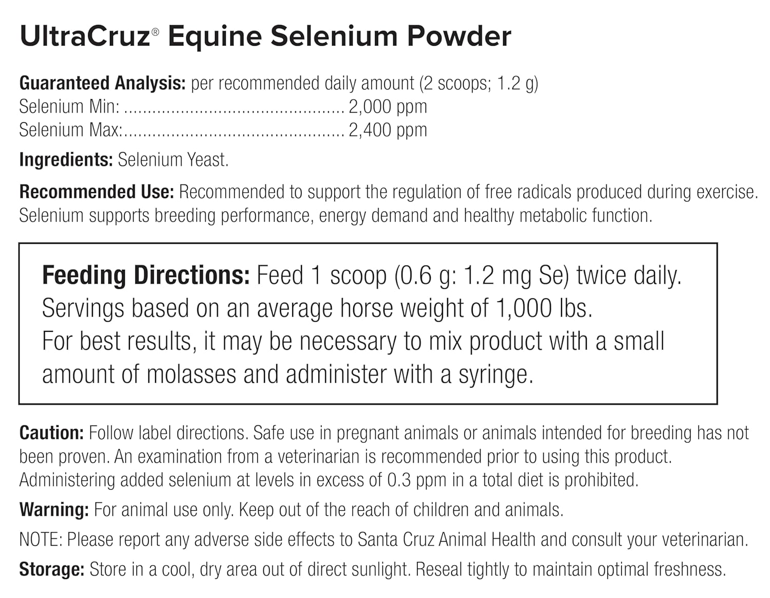 UltraCruz - sc-363248 Equine Selenium Yeast Supplement for Horses, 1 lb, Powder (226 Day Supply)