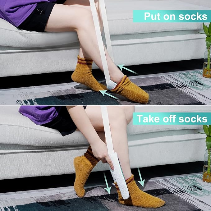 Sock Aid, Sock Helpers to Put on Your Socks for Seniors, Disabled, Pregnancy, Assist Device for Elderly, Tool Aide Puller Easy on and Off with No Bending(Mint Green)