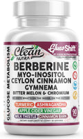 Clean Nutra Berberine Supplement with Ceylon Cinnamon Myo-Inositol Gymnema Bitter Melon & Chromium | Berberine HCI Root Extract Complex | 90 Capsules | Vegan, Gluten-Free, Non-GMO