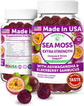 Lunakai USA Made Irish Sea Moss Gummies with Ashwagandha & Elderberry – Delicious Immune & Stress Support Supplement for Men & Women, 60ct
