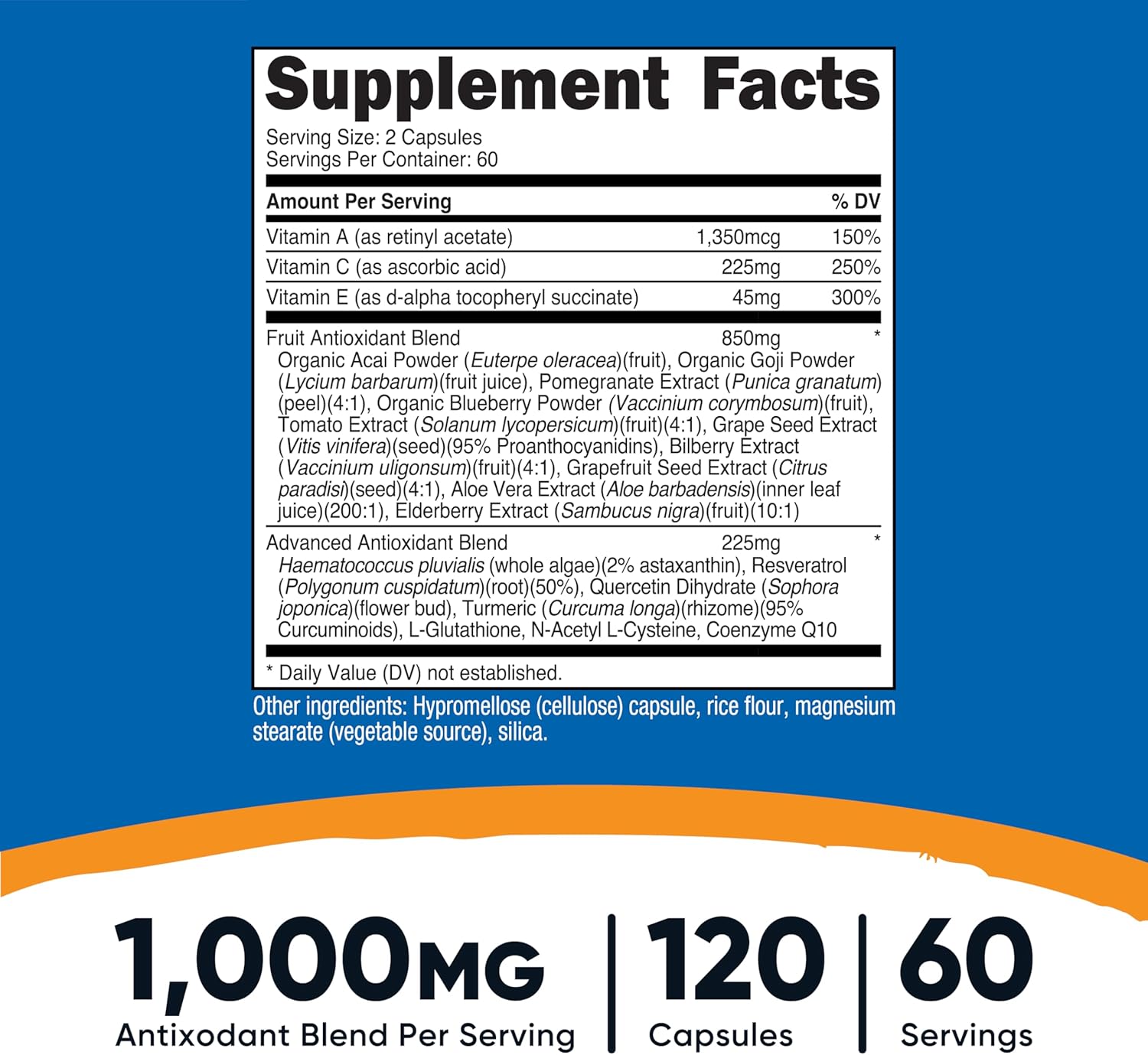 Nutricost Super Antioxidants (1000mg) 120 Capsules - Antioxidant Supplement for Men and Women, 60 Servings