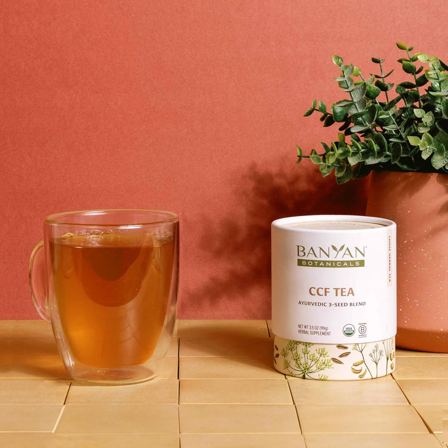 Banyan Botanicals CCF Tea (Cumin, Coriander, Fennel) – Organic Digestion Tea – Traditional Ayurvedic Detox Tea For Supporting Digestion & Gentle Cleansing – 3.5 oz – Non-GMO Sustainably Sourced Vegan