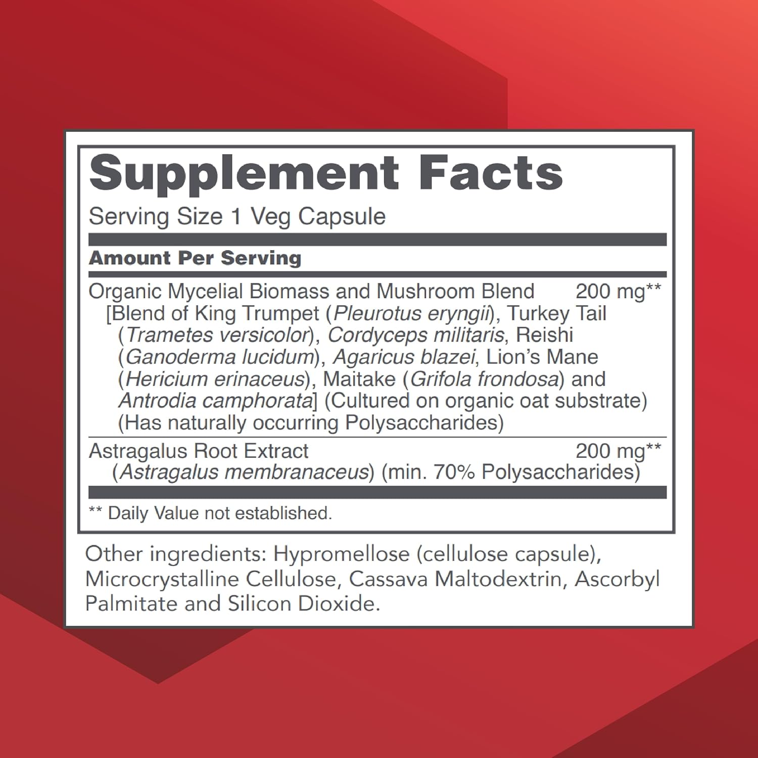 Protocol Mycel Immune Plus - Mushroom Blend with Astragalus Extract - Immune Support Supplement* - Cordyceps, Lions Mane, Maitake & More - Non-GMO & Kosher - 90 Veg Caps
