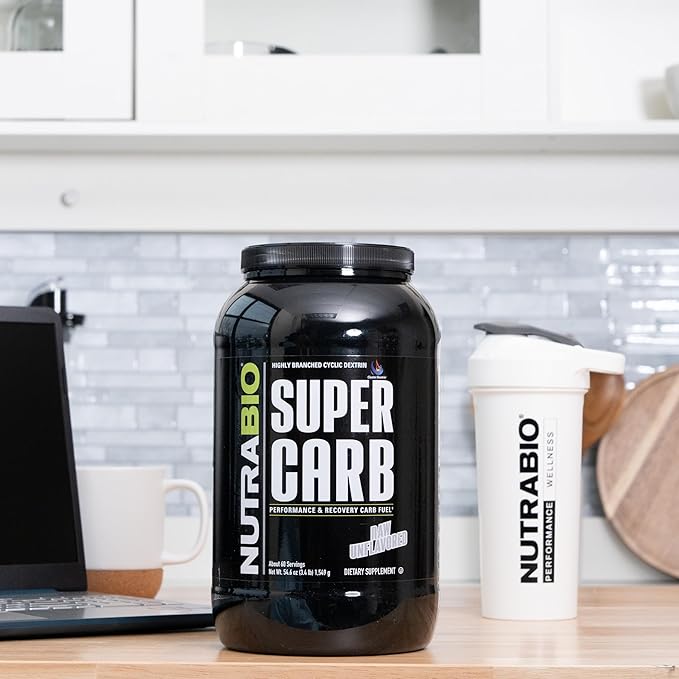 NutraBio Super Carb, Carbohydrate Powder with Cluster Dextrin & Electrolytes, Advanced Carb Supplement Powder for Workout Fuel, Performance, and Muscle Recovery, Cyclic Dextrin, Unflavored, 60 Sv