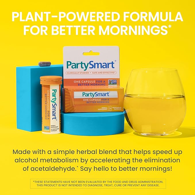 Himalaya PartySmart, 12 Capsule Tube - Alcohol Breakdown Liver Support for a Better Morning After Drinking - Plant Based, Vegan, Non-GMO, Gluten Free, Clinically Studied (Pack of 2)