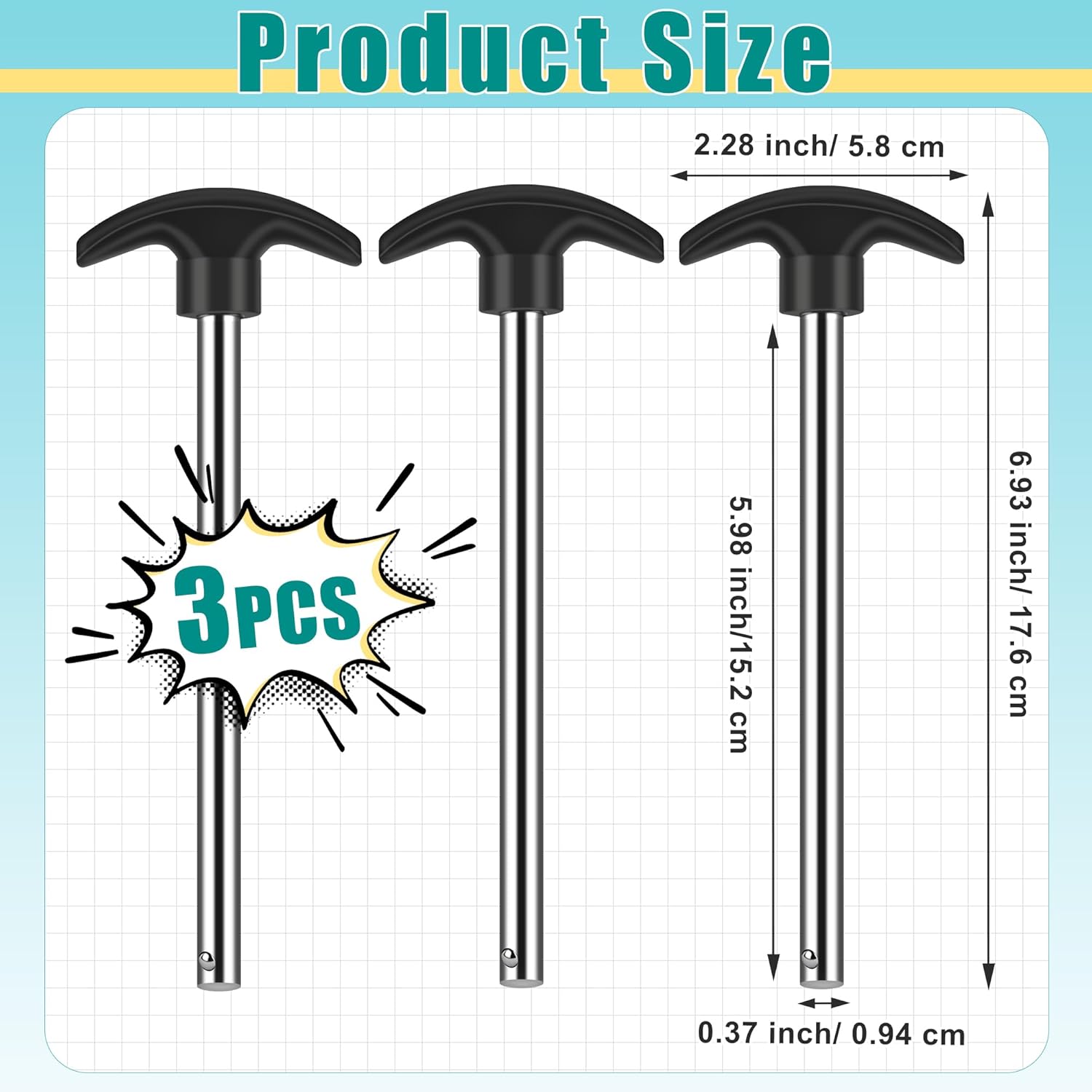 3PCS Weight Stack Pins, 6 " Locking Space Gym Pin Weight Stack Replacement for Lifting Machine Strength Training (3/8" Diameter)