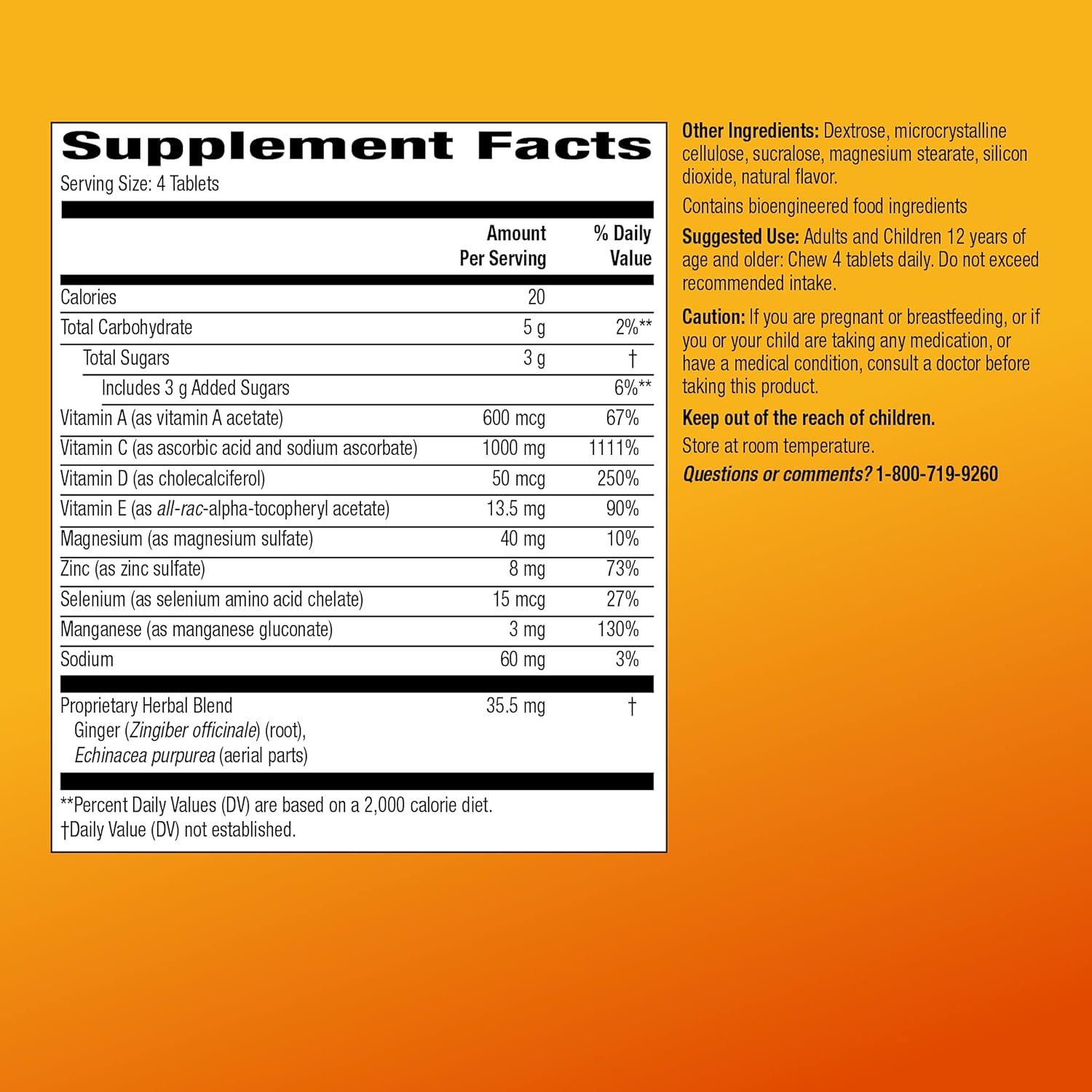 Amazon Basic Care Immune Support Citrus Chew Tablets, 32 Count (Pack of 2)