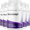 (5 Pack) Neurocept Brain Supplement Capsules - Official Neuro cept Brain & Memory Focus Support Advanced Formula, Neurocept Pills Daily Support for Overall Health & Wellness, 300 Capsules for 5 Months