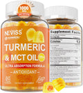 Turmeric Gummies 1000mg w/MCT Oil C8 C10, Organic Antioxidant, Turmeric Curcumin Supplement with Black Pepper Extract, Support Comfort, Boost Energy, Ultra Absorption, Sugar Free, 60 Cts