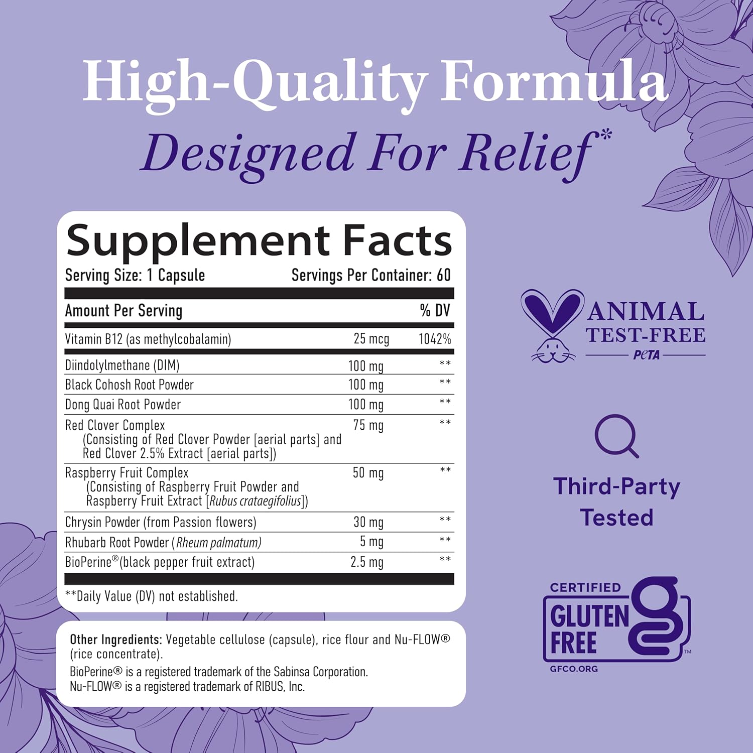 Menopause Supplements for Women Hot Flashes & Night Sweats | Hormone Balance, Menopause Relief for Women & Perimenopause Support | with Black Cohosh, DIM & Red Clover | 60 Ct (2 Month Supply)