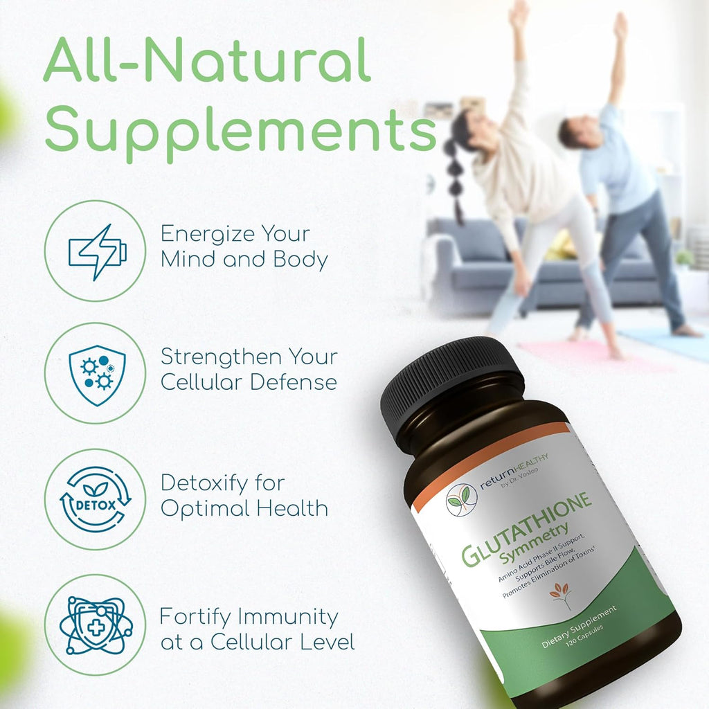 Glutathione Symmetry | S-Acetyl Glutathione Supplement | Antioxidants & Detoxification Supplement | Natural Cellular Support | All-Natural, Vegan, Non-GMO, 120 caps