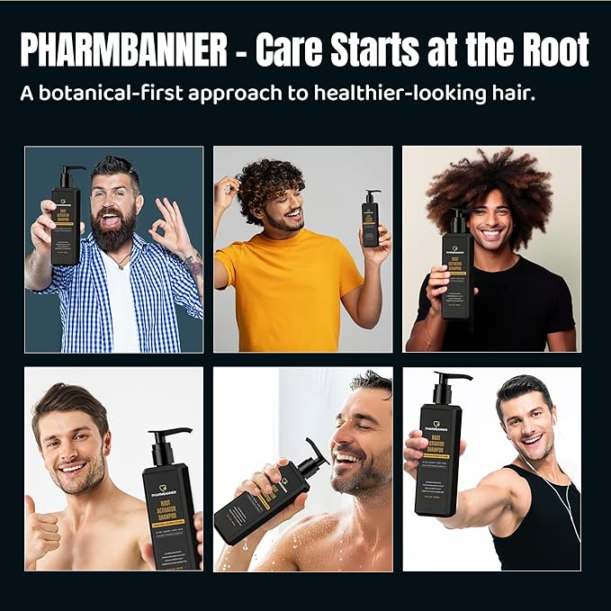 Root Activator Shampoo for Men: Hair Growth Shampoo for Thinning Hair, Hair Loss & Scalp Health – Natural Herbal Formula with Cooling Sensation – Sulfate-Free
