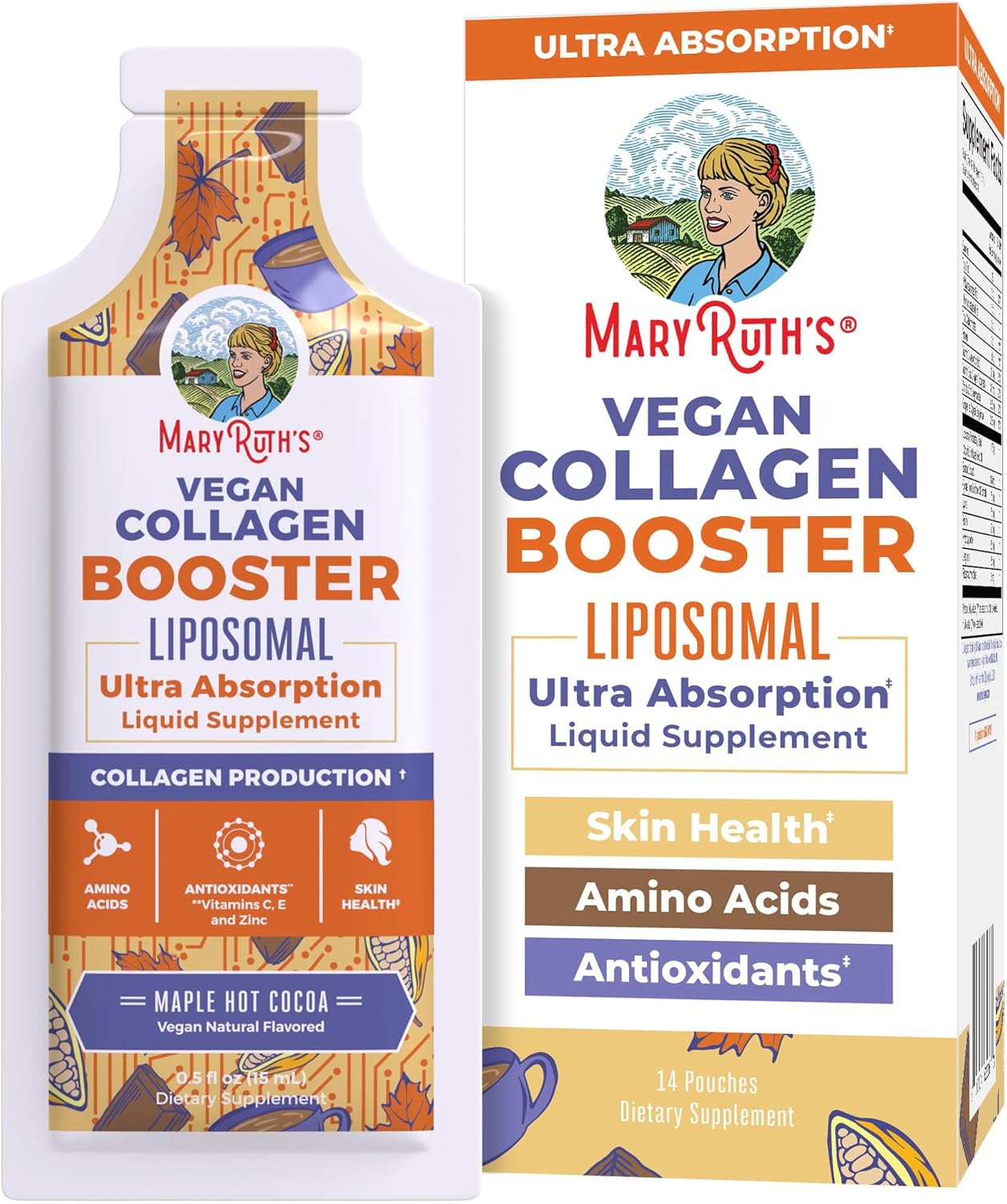 MaryRuth Organics Collagen Booster Liposomal | Sugar Free | Liquid Collagen Booster with VIT C, E, Zinc,Copper&Silica | Skin Care&Joint Support Supplement | Vegan | Non-GMO | Gluten Free | 14 Serving