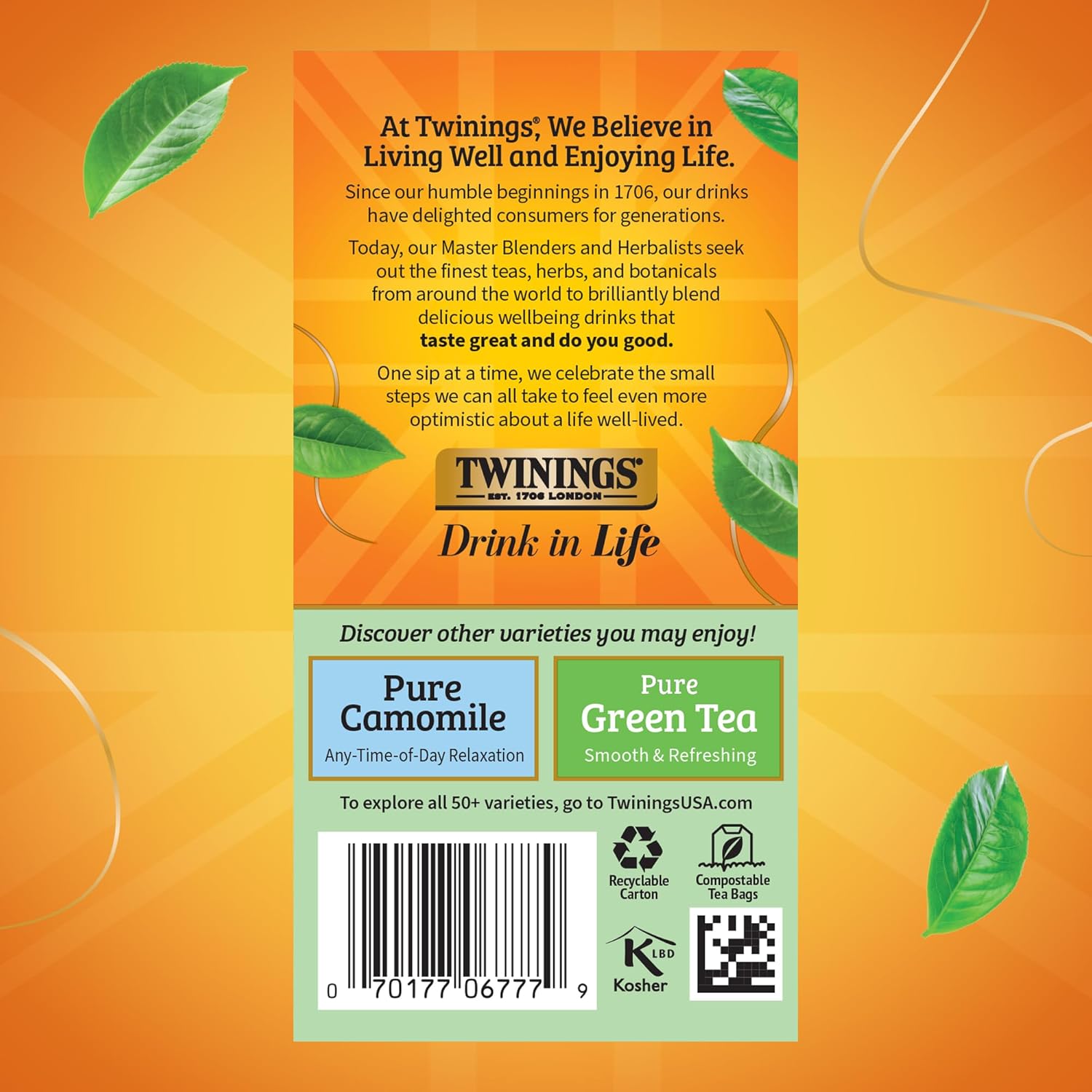 Twinings Pure Peppermint Herbal Tea Individually Wrapped Bags, 20 Count (Pack of 1), Fresh Minty Flavour, Naturally Caffeine-Free, Enjoy Hot or Iced, 20 Teabags